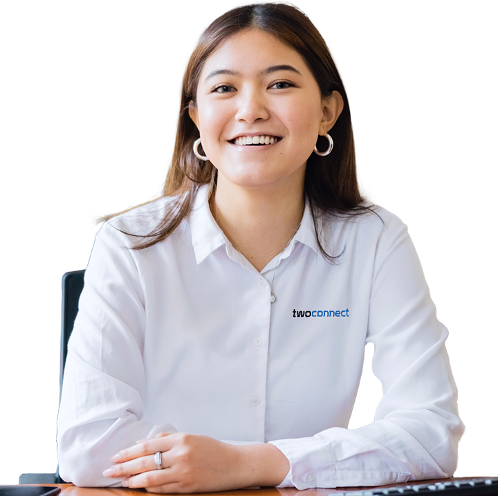 Twoconnect offshore staff member at her desk